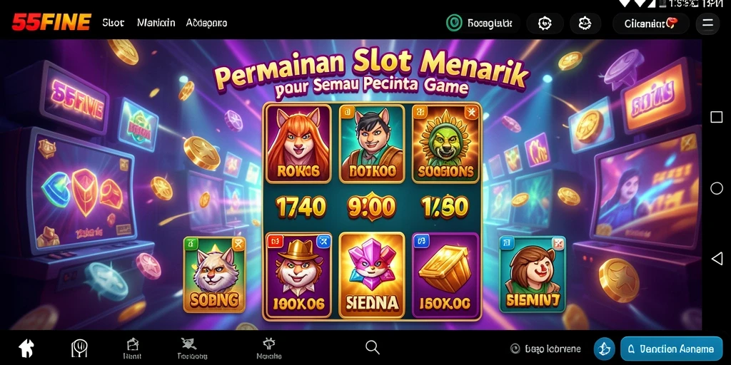 Screenshot gameplay 55FIVE yang menampilkan suasana permainan slot yang menegangkan.