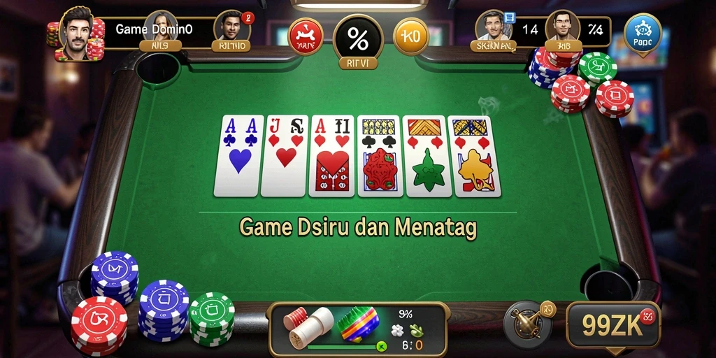 Tampilan gameplay seru dari 99ZK dengan kartu Domino.