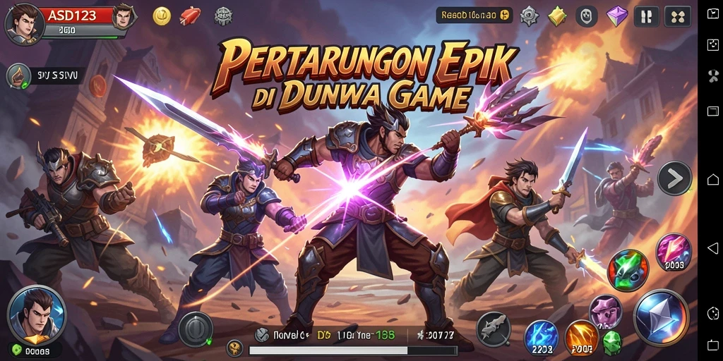 Gameplay ASD123 menampilkan pertarungan yang seru dan mendebarkan.