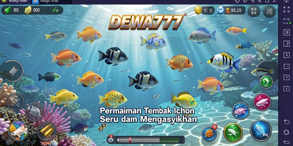 Screenshot DEWA777 menampilkan aksi menembak ikan yang seru.