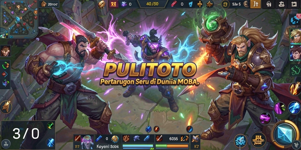 Gameplay seru di PULITOTO dengan aksi MOBA yang menegangkan.
