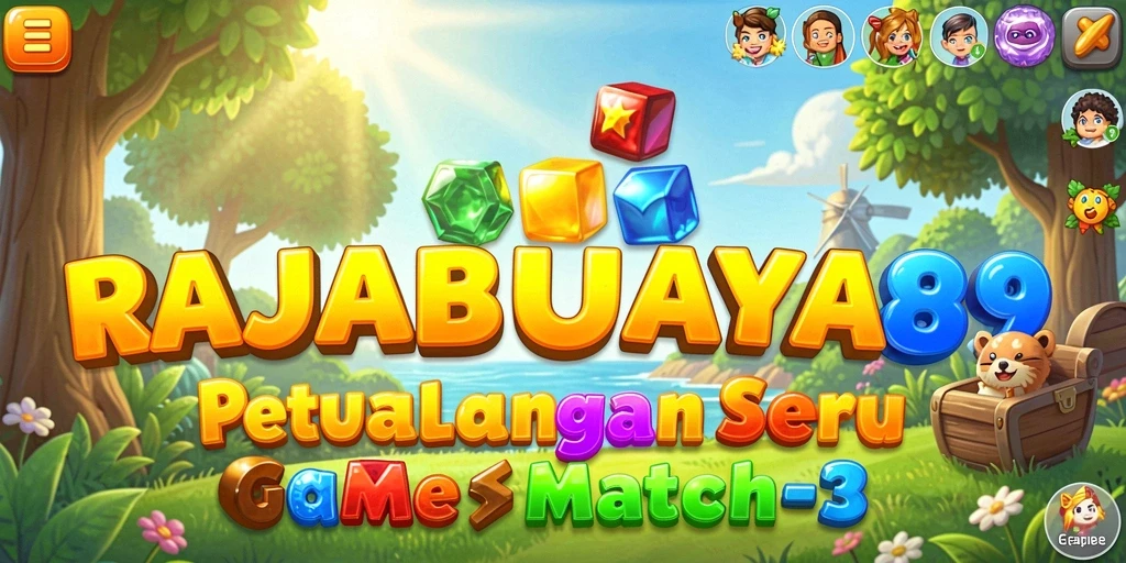 Screenshot gameplay RAJABUAYA89 menampilkan aksi seru mencocokkan permata.