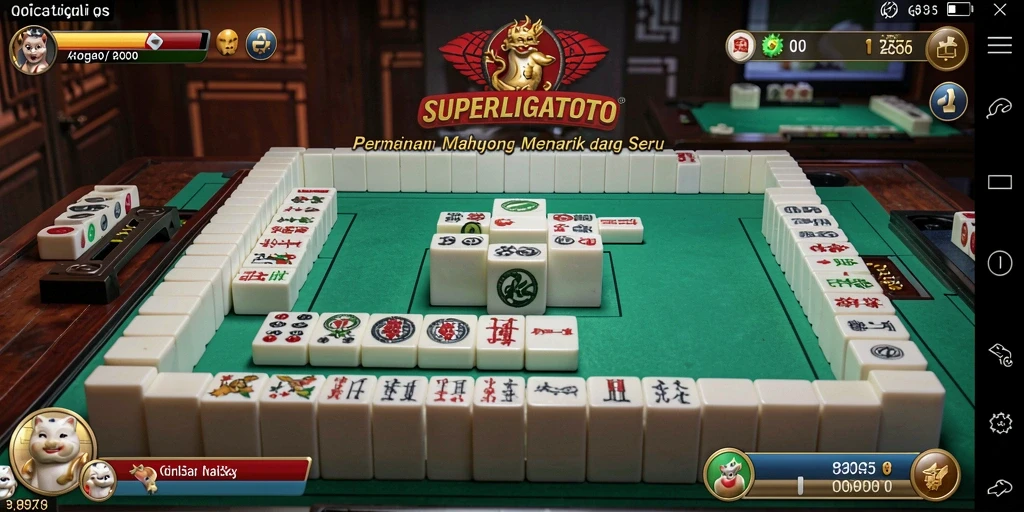 Tampilan gameplay menarik dari SUPERLIGATOTO dalam aksi Mahjong.