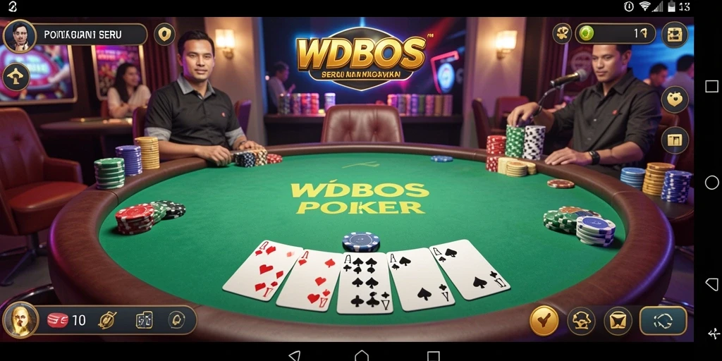 Screenshot gameplay WDBOS yang mendebarkan saat bermain poker.