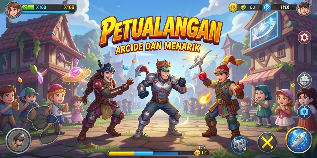 Screenshot utama X168 menampilkan gameplay seru dan action-packed dari game Arcade.